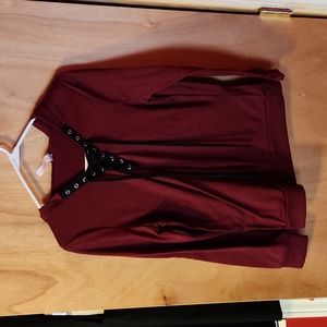 Hooded Laceup Long Sleeve Top